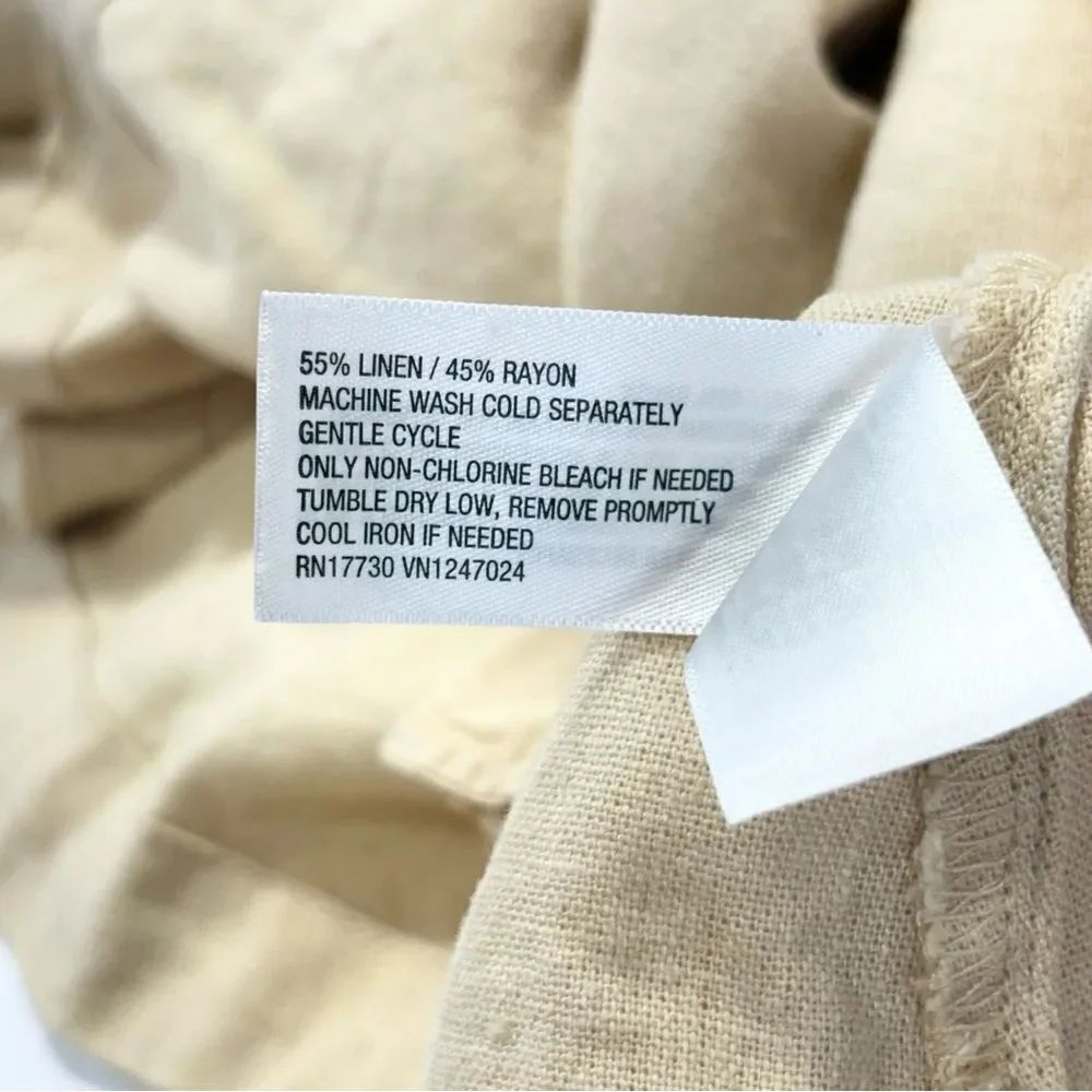 Universal Thread Linen Cutout Fit & Flare Dress Size XL Long Sleeve Tan Beige - Picture 10 of 12